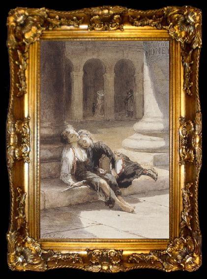 framed  Augustus e.mulready Tired Minstrels (mk37), ta009-2